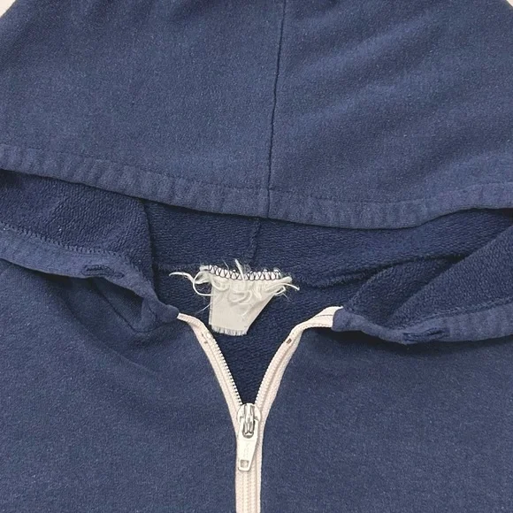 Vintage 80s 90s Blank Full Zip Hoodie Faded Navy Small - Picture 4 of 5